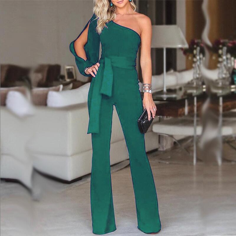 Ladies High Waist Slim One-Shoulder Jumpsuit | Mode