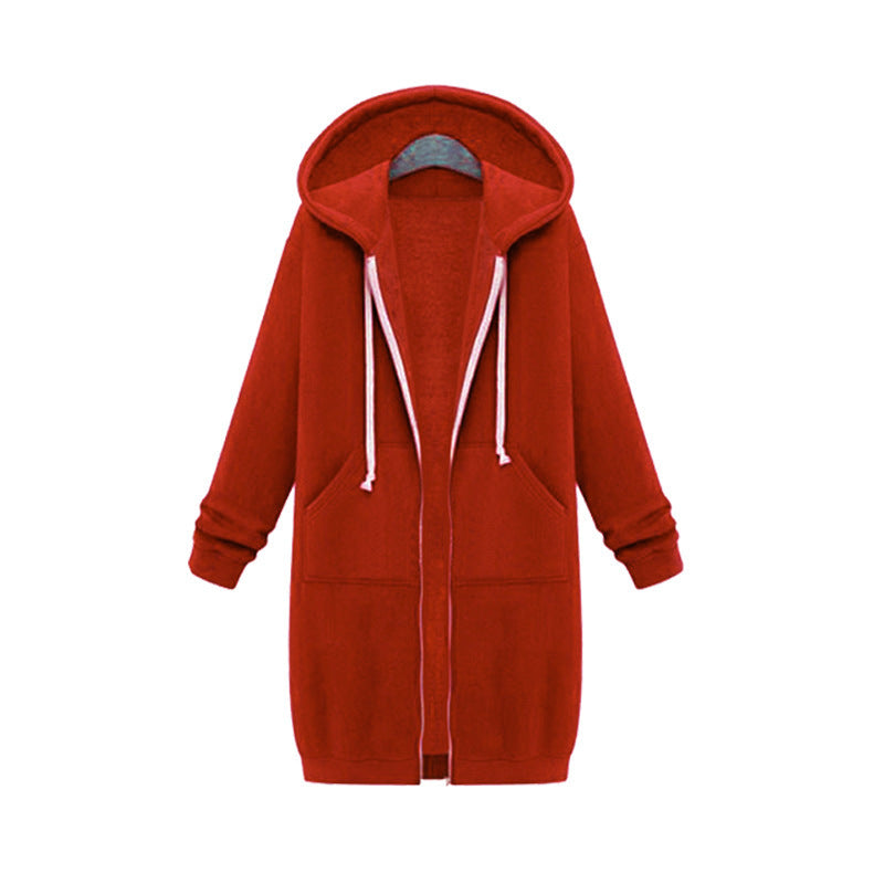 Hooded Long Sleeve Sweater Fleece Long Jacket | Mode