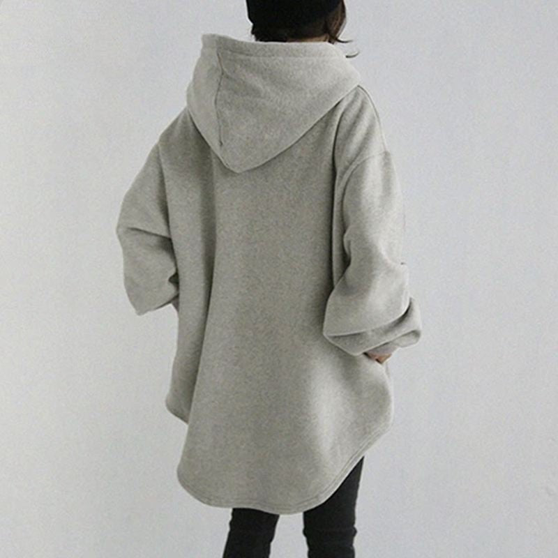 Casual Long Sleeve Pocket Hooded Drawstring Loose Sweatshirt | Mode