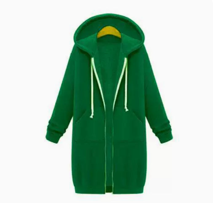 Hooded Long Sleeve Sweater Fleece Long Jacket | Mode