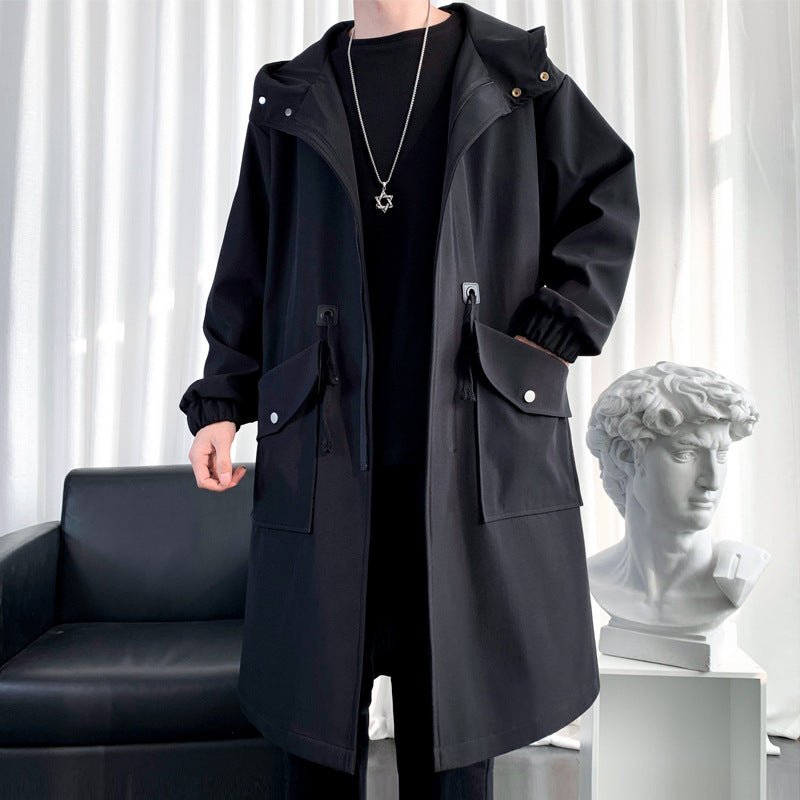 Men's New Windbreaker Long Hooded Big Pocket Jacket | Mode
