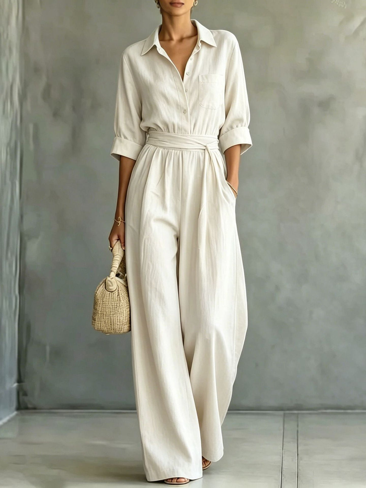 2026 Autumn Cross-Border Amazon New European And American Fashion Women's Mid-Sleeve Shirt Loose And Stylish Jumpsuit For Women | Mode