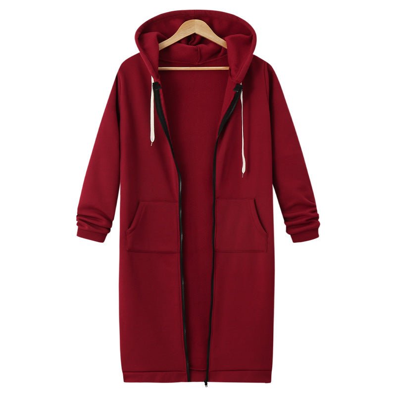 Hooded Long Sleeve Sweater Fleece Long Jacket | Mode