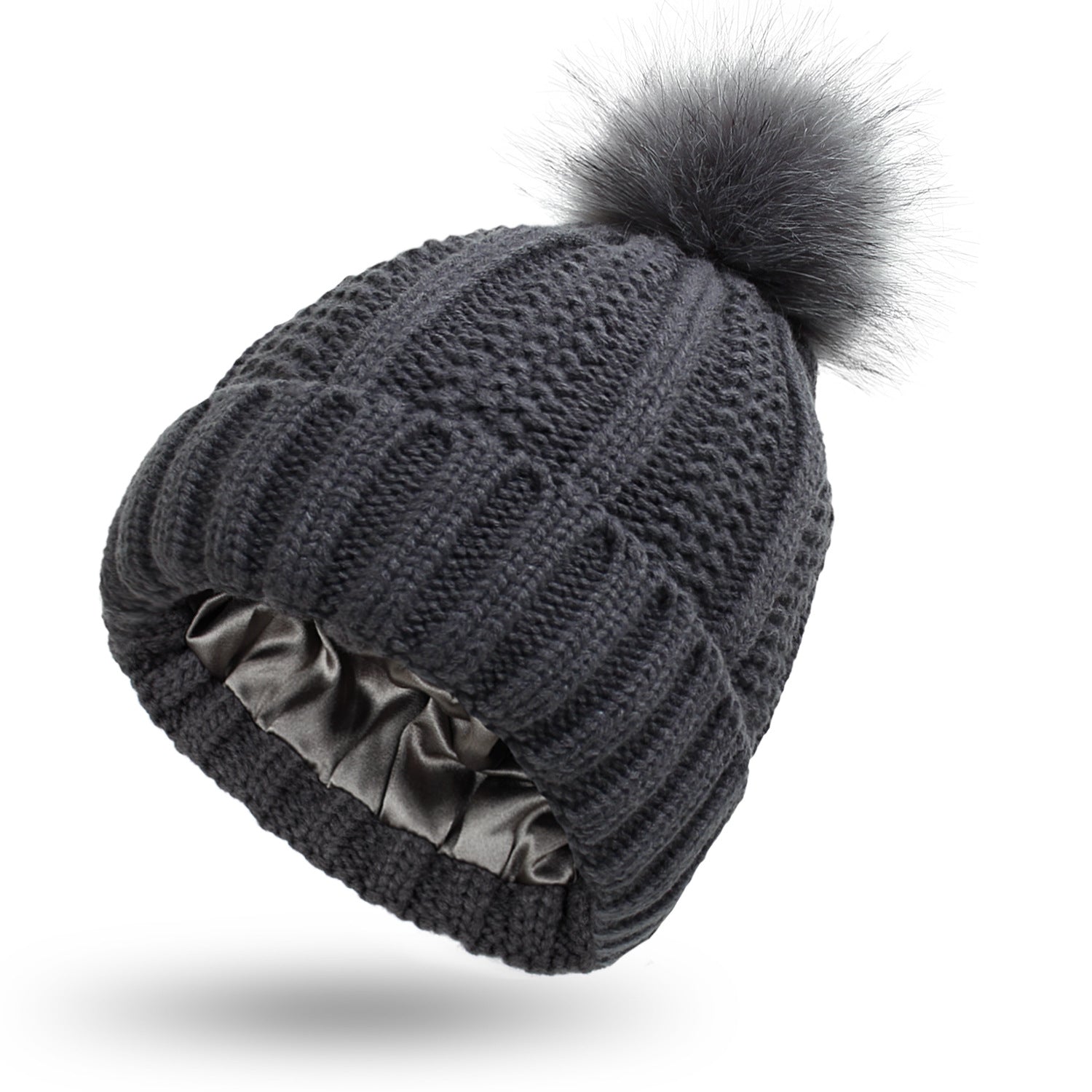 Winter Knitted Hats Fashion Stretchy Lined Skull Hats For Women Faux Fur Pom Pom Hat Keep Warming Beanie Hat | Mode