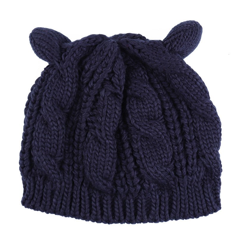 Hand Made 3D Cute Knitted Cat Ear Beanie For Winter | Mode