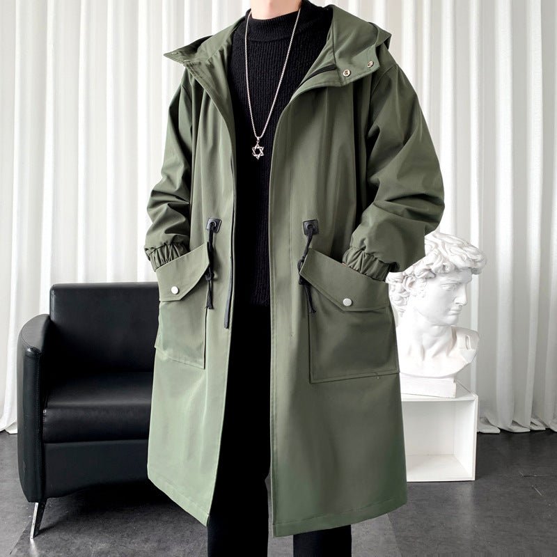 Men's New Windbreaker Long Hooded Big Pocket Jacket | Mode