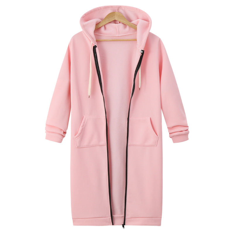 Hooded Long Sleeve Sweater Fleece Long Jacket | Mode