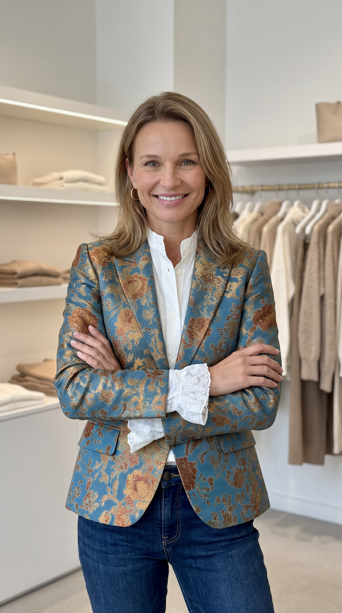 European And American-style Spring Retro-printed Blazer