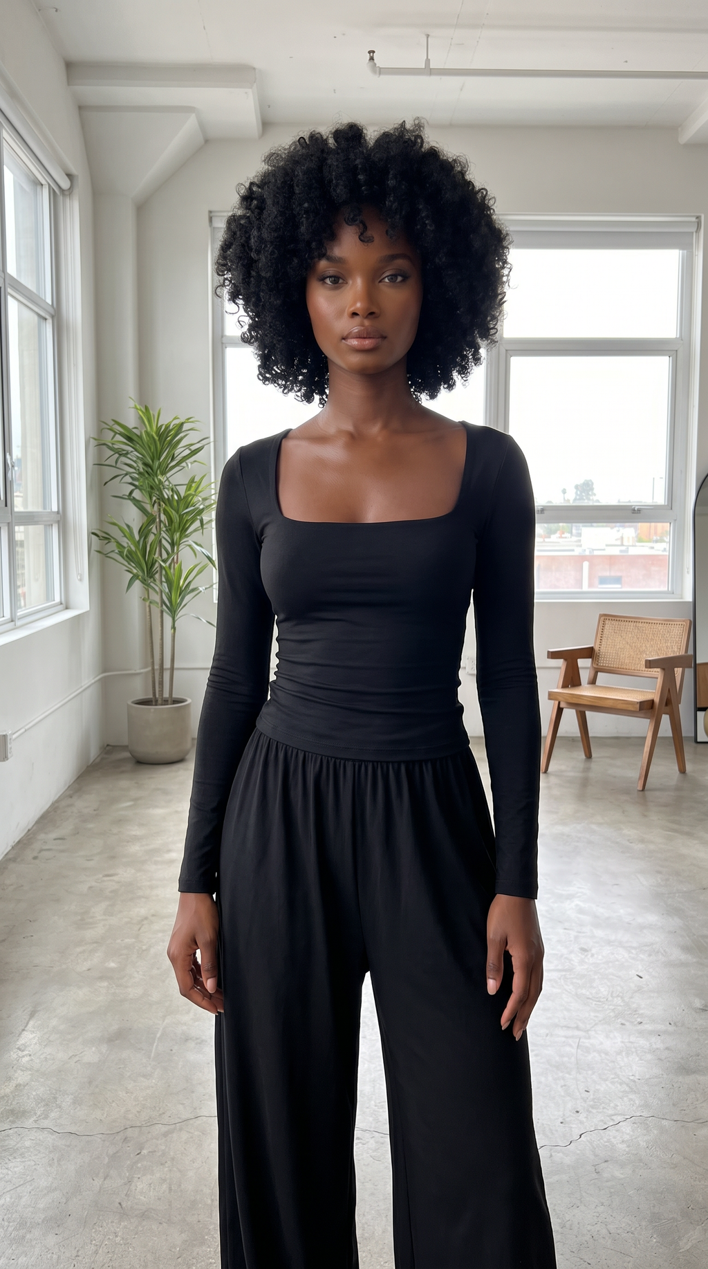 Combinaison Jambes Larges Col Carré