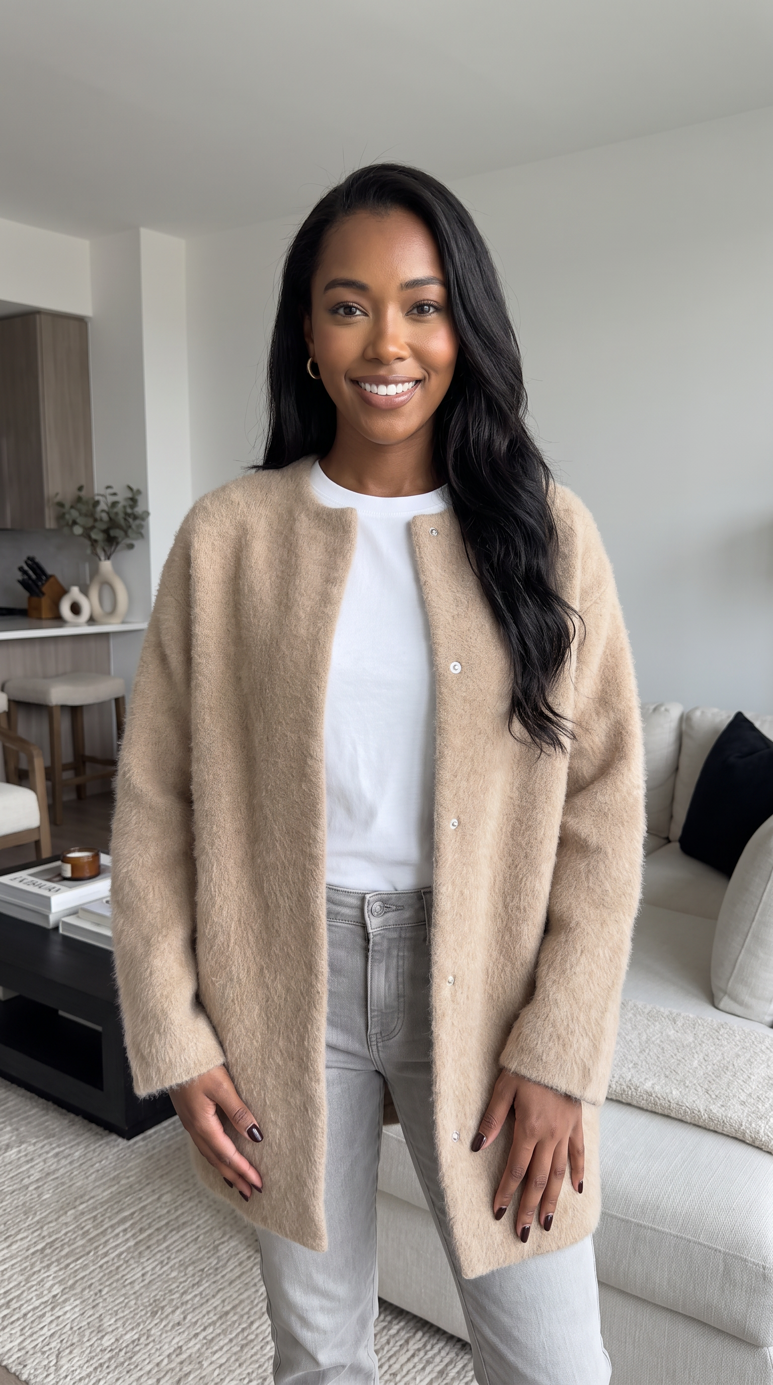 Cardigan Boutoné Uni Automne