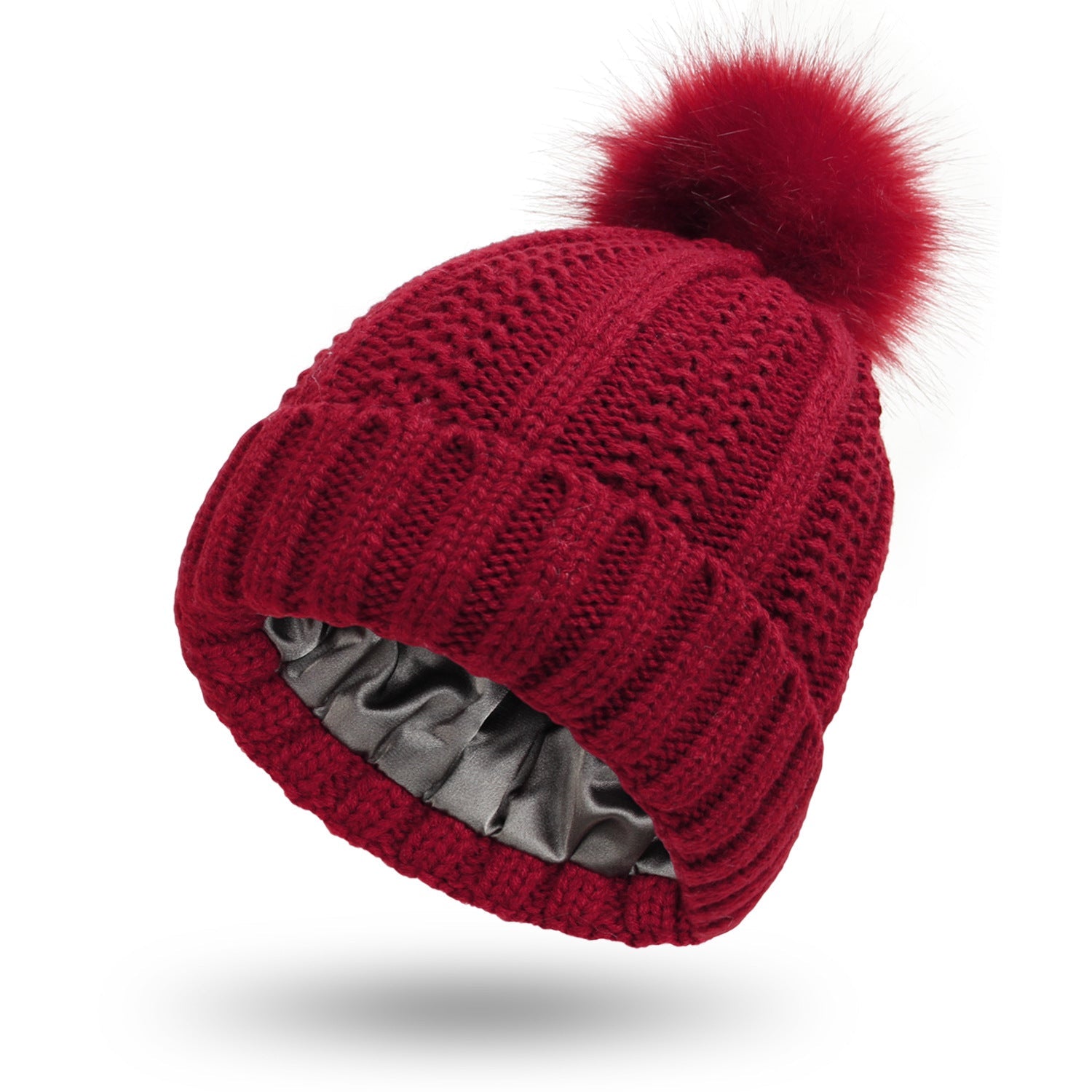 Winter Knitted Hats Fashion Stretchy Lined Skull Hats For Women Faux Fur Pom Pom Hat Keep Warming Beanie Hat | Mode