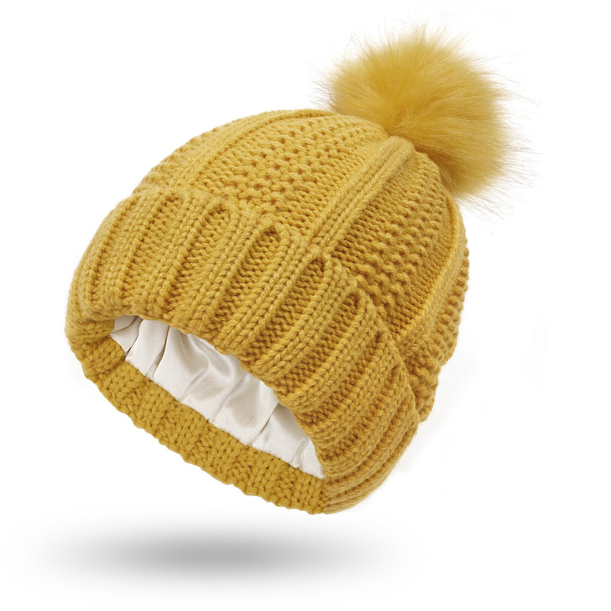 Winter Knitted Hats Fashion Stretchy Lined Skull Hats For Women Faux Fur Pom Pom Hat Keep Warming Beanie Hat | Mode