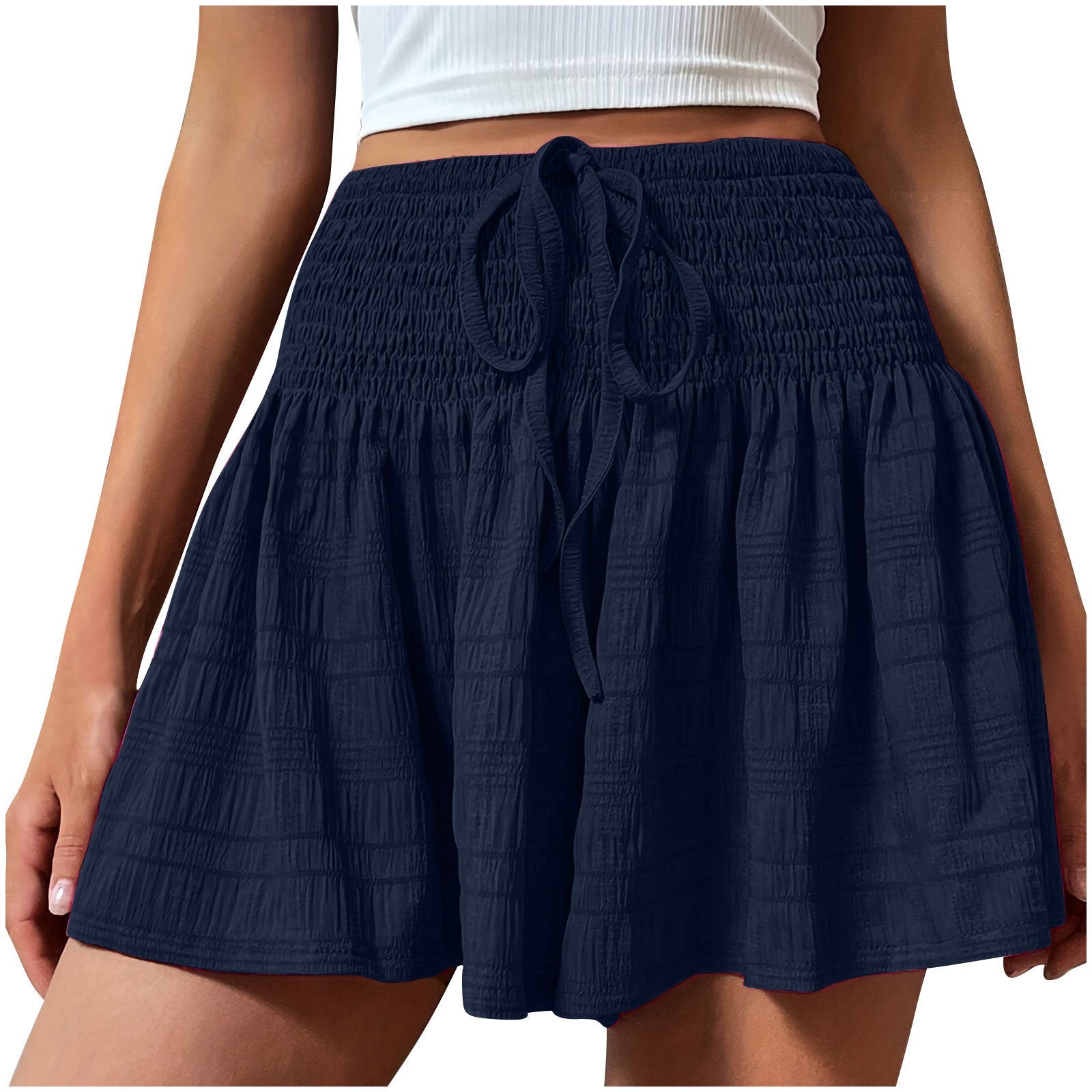2026 European Style Women S Stretch Waist Short Skirt Casual Pants Summer Fashion Solid Color Drawstring Sports Shorts | Mode