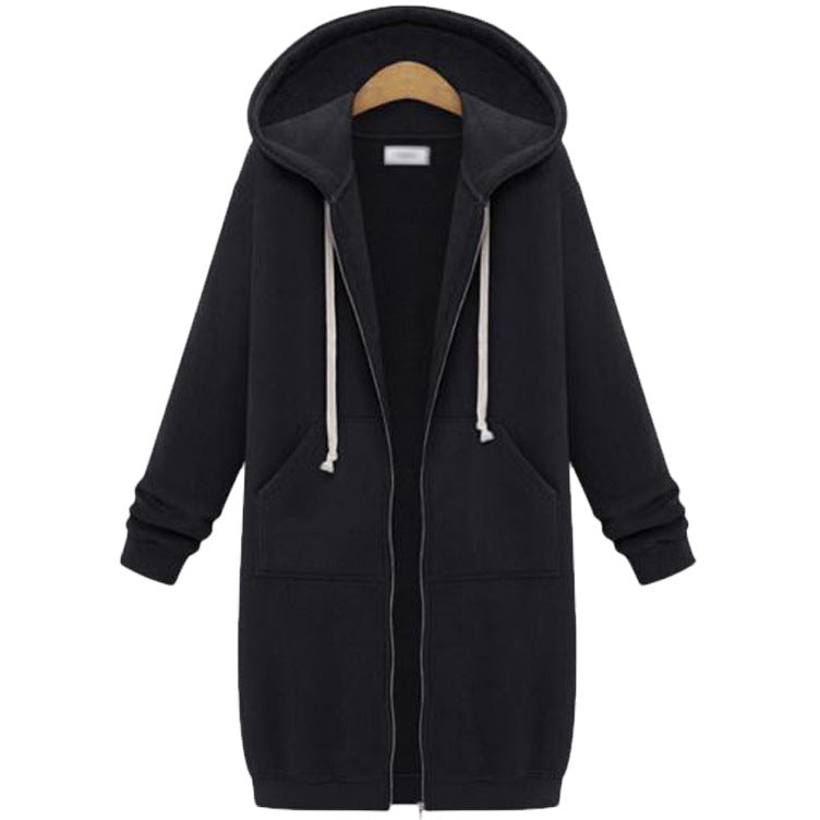 Hooded Long Sleeve Sweater Fleece Long Jacket | Mode