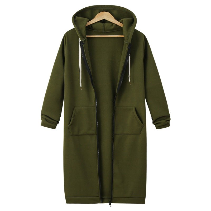 Hooded Long Sleeve Sweater Fleece Long Jacket | Mode