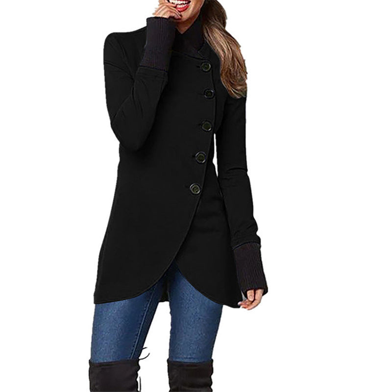 Single-breasted Panelled Hem Slit Long-sleeved Jacket | Mode