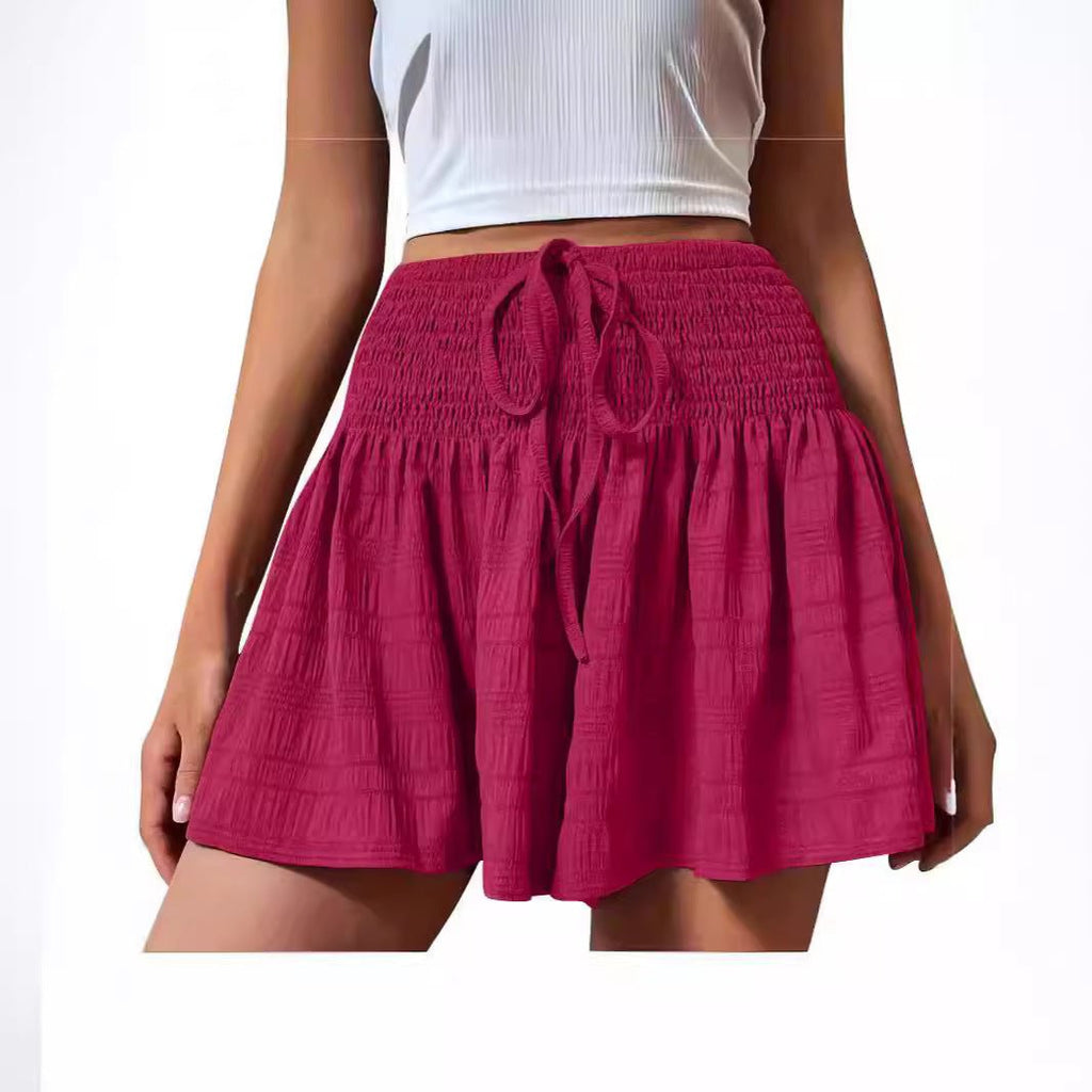 2026 European Style Women S Stretch Waist Short Skirt Casual Pants Summer Fashion Solid Color Drawstring Sports Shorts | Mode