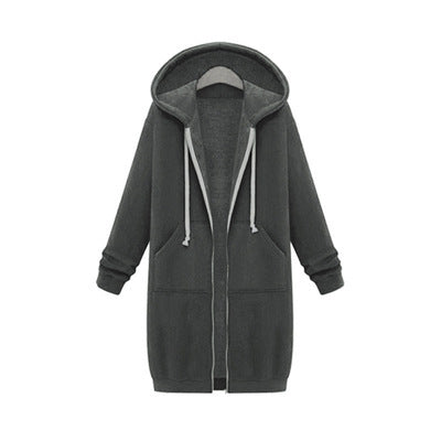 Hooded Long Sleeve Sweater Fleece Long Jacket | Mode