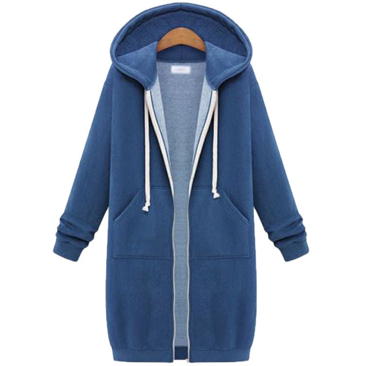 Hooded Long Sleeve Sweater Fleece Long Jacket | Mode